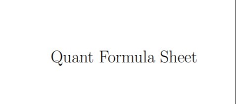 Quant Formula Sheet cover