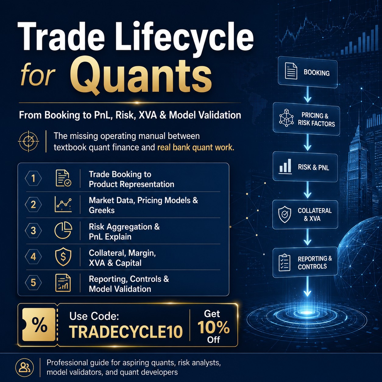 Trade Lifecycle for Quants: From Booking to PnL, Risk, XVA & Model Validation cover